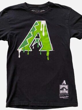 Mitchell & Ness Arizona Diamondbacks Overspray Slime Logo Shirt Black Mens Small